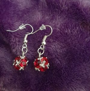 Red Garnet crystal earrings.